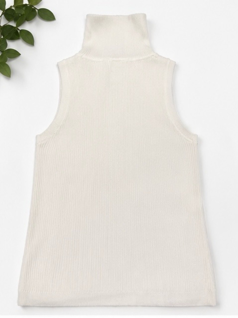 NWT OLSOE Ivory Ribbed Sleeveless Turtleneck Sweater Tunic XL - Picture 2 of 5